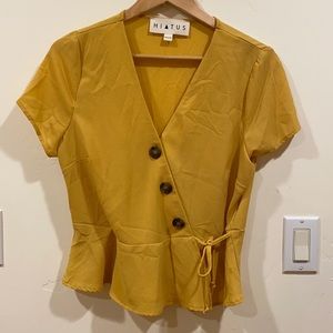 Mustard yellow wrap top